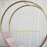 Mobilier de mariage pour la mariée et le marié canapé forme cercle or acier inoxydable rose velours canapé pour événement mariage