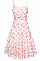 Robe d'été mi-longue pour femme à imprimé fruits, bretelles spaghetti, épaules nouées, coupe trapèze, idéale pour les vacances, vente en gros