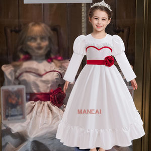 Dress kostum Cosplay Annabelle, pakaian anak perempuan, gaun putih, pakaian Halloween menakutkan, gaun pengantin horor, Annabelle - Product Image 1