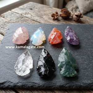 Hand Knapped Natural Gemstone Crystal Arrowheads Small Size Semi-Precious Stone Thanksgiving Home Decor - Product Image 2