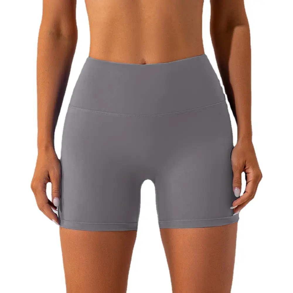 Custom Logo Gym Clothing 4 Way Stretch No Front Seam Leggings Tummy Control Women Workout Shorts