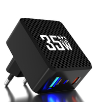 Nouveau chargeur GaN double port PD 35W avec QC3.0/QC4.0 et protection OTP/OVP PD 3.0 pour ordinateur portable/tablette/appareil photo/écouteurs