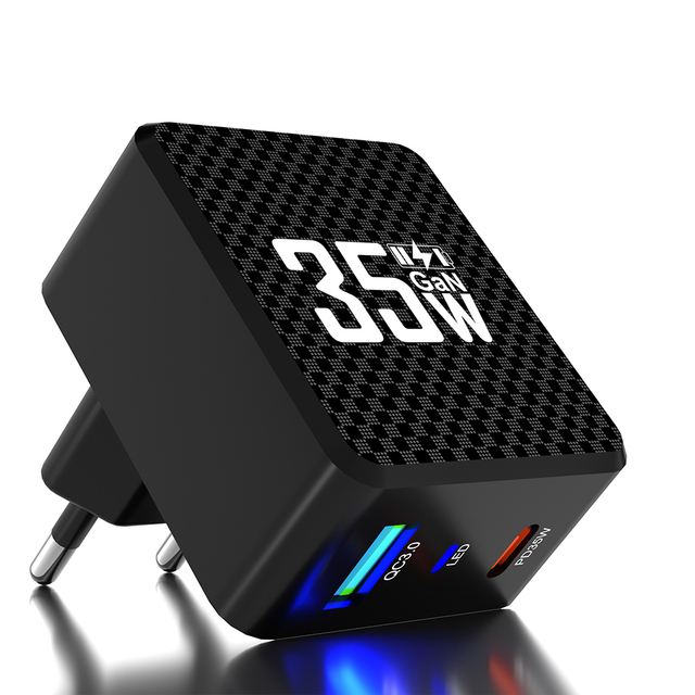 New Dual Port PD 35W GaN Charger with QC3.0 & PD 3.0 OTP Protection for Laptop Tablet Camera