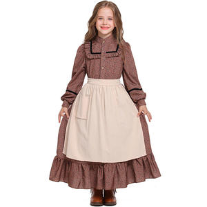 Chica colonial para <span class=keywords><strong>Amazon</strong></span> Source Prairie Pioneer Dress con bufanda floral marrón larga para <span class=keywords><strong>Halloween</strong></span> con personaje Echo - Product Image 6