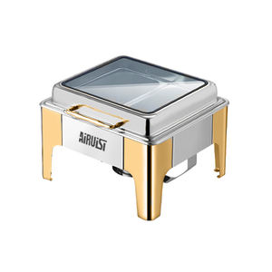 Pemanas Makanan Buffet Listrik AIRUISI Mewah dari Baja Anti Karat, Peralatan Katering dengan Lapisan Emas - Product Image 4