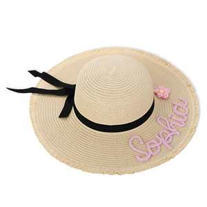 Personalized Embroidered Beach <b>Hat</b>, Custom Outdoor Floppy Sun <b>Hat</b>, Bridesmaid <b>Wedding</b> Favors, Summer Vacation Travel Straw Cap - Product Image 3