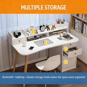 Escritorio de Computadora Moderno y Simple con Patas Altas en Forma de Arco, Patas de Madera Maciza, Diseño con Orificio para Cables, para Estudio, Trabajo, Oficina, Muebles de Oficina - Product Image 2