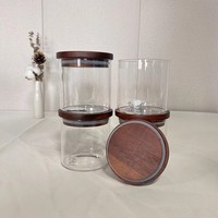 Keukenopbergers koffie thee specerijen organizer container hoge borosilicaat glazen voorraadpot houten deksel magnetronbestendig milieuvriendelijk