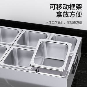 Bandeja de Servicio de Acero Inoxidable con 6 Compartimentos y Doble Fila para Tiendas de Té con Leche, con Asa para Estación de Bebidas - Product Image 2