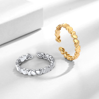 RFJEWEL 2026 Nouvelle Bague Ouverte Ajustable en Forme de Cœur Plaqué Or/Argent, Bijou Tendance pour Femme, Vente en Gros