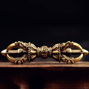 Vajra de Latón Macizo Vintage, Adorno Tibetano Budista <span class=keywords><strong>Lama</strong></span> Dorge, Artesanía Decorativa Fengshui, Coleccionable, Decoración de Escritorio, 3.35'' - Product Image 4