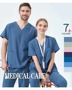 Juego de exfoliación de secado rápido Unisex, <span class=keywords><strong>bata</strong></span> tejida elástica de 4 vías, traje sanitario clínico para médicos, enfermeras, personal de enfermería del Hospital - Product Image 6