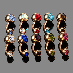 Bán sỉ phụ nữ bụng nhẫn thép không gỉ Đôi Đá Quý rốn Nhẫn tùy chỉnh nút bụng Nhẫn piercing đồ trang sức - Product Image 5