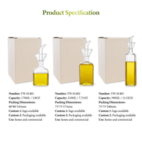 Ensemble de distributeurs d'huile entièrement en verre 170-390 ml (5,75-13,19 oz) – Collection multi-tailles avec bec verseur givré, sans métal, sans plastique
