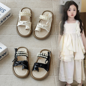 Sandali alla caviglia per bambine, nuovi arrivi estivi, traspiranti, a punta aperta, da spiaggia, alla moda, con suola morbida, tinta unita - Product Image 1