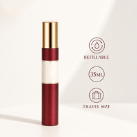 Flacon pulvérisateur de parfum de voyage vide personnalisé 35 ml, style stylo noir, atomiseur rechargeable avec capuchon argenté, vente en gros