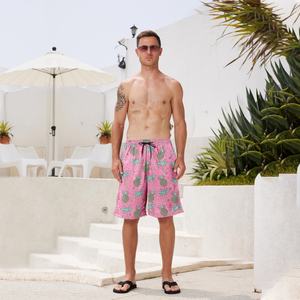 กางเกงว่ายน้ำชายคุณภาพสูงลายทางพร้อมโลโก้แบบกำหนดเอง กางเกงว่ายน้ำลายสก็อตแบบต่อผ้าลายตาราง กางเกงบิกินี่ชายคุณภาพสูง - Product Image 3