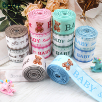Ensemble de rubans à bordure filée pour baby shower, motif ours en peluche, texte BABY, imprimé floral gingham, pour couronnes, nœuds et emballage cadeau