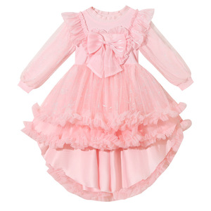 Vestido de princesa esponjoso de manga larga para niña, disfraz de actuación de Piano de cumpleaños de boda de gama alta para niños - Product Image 5