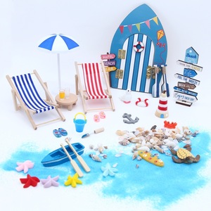 Accesorio en <span class=keywords><strong>Miniatura</strong></span> para Casa de Muñecas: Escena de Puerta de Elfo de Playa de Verano, Modelo de Silla de Playa Oceánica para Exteriores - Product Image 1