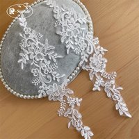 Fleurs en dentelle à bordure, paillettes 3D, accessoires de coiffure DIY, ornements pour robe de mariée, chaussures de mariage, appliques et patchs