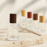 Flacon de parfum minimaliste en verre transparent avec bouchon en bois, gamme complète de volumes multiples, flacon vide rond pour parfum
