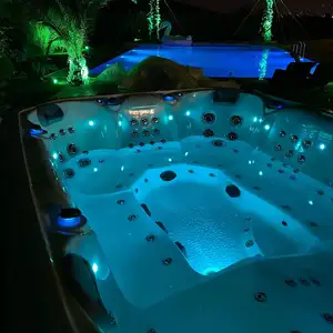 Bañera de hidromasaje acrílica Sunrans de lujo para 8 personas con hidromasaje de chorro de hidroterapia y spa al aire libre para patio trasero