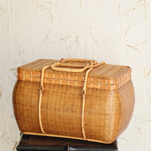 Handmade <b>Bamboo</b> Woven Storage Box Rectangle Living Room Neatening Food <b>Container</b> Single Tier - Product Image 2