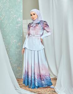 SIPO Eid personnalisé violet imprimé fleur motif robe musulmane Baju Kurung malaisie femmes vêtements traditionnels malaisie Baju Kurung - Product Image 5