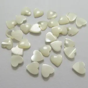 Customize white shell flat back heart polished mother of pearl cabochon