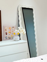 Miroir pleine longueur ondulé réglable pour amincissement, sur pied, pour magasins de vêtements, maison, hôtel, miroir mural - Grande Vente