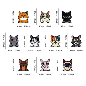 漫画猫パッチ刺繍子猫バッジかわいい動物アイロン接着ステッカー覗き見猫アップリケ子供服ジャケット装飾用 - Product Image 6