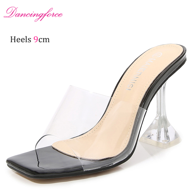 9cm European Nightclub Car Model Catwalk Pole Dancing Peep-Toe Stiletto Cup Heel Slide Sandals