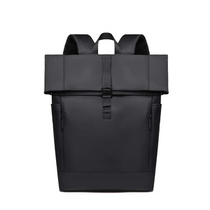 Minimalist Zipper Closure <b>Backpack</b> Gray Polyester Waterproof Unisex Fashion Daily Use 20-35L Softback Design - Product Image 3
