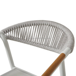 Taburete de Bar Blanco Tejido, Diseño Contemporáneo con Cuerda, Asiento para Exteriores, para Hogar y Bistro - Product Image 6