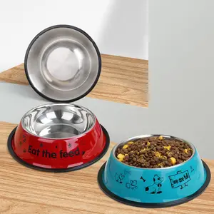 Spot-großhandel Edelstahl-Hunde-Schüssel Haustier Katzenfutter-Fütterungsbox Premium Haustier-Schüssel Teddy Golden Retriever Hundfutter-Schüssel-Größe