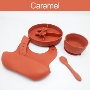 Ensemble d'alimentation en Silicone sans BPA pour bébé, bavoir, bol d'aspiration et cuillère, vaisselle, aide à l'alimentation - Product Image 4