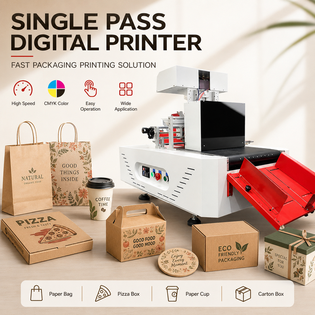 Paper Bag Digital Printer High Speed Single Pass Inkjet Printer for Cardboard Packaging Coffee Cups and Boxes