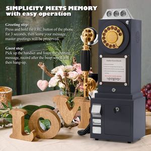 ヴィンテージオーディオゲストブックレトロロータリーダイヤル電話結婚式の祝福メッセージレコーダーアンティークオーディオゲストブックパーティーコインペイフォン - Product Image 2