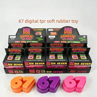 Jouet Squishy en forme de chiffre 67, chiffre six à côté du sept, trait épais, jonction arrondie, bloc solide, face plate, jouet anti-stress en forme de chiffre