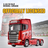 Camion lourd Scania 6x6 770S V8 autorisé par YT, modèle HuiNa 1501, 1:18, 19CH, 6 roues motrices, semi-remorque en alliage RC, camion RC