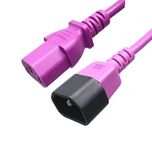 Harga pabrik grosir kabel daya konektor IEC C13 C14 C19 C20 C21 18/16/14AWG biru/merah/hitam