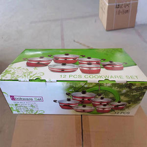 Siyah saplı fırça Periuk TENCERE SETİ kırmızı TENCERE SETİ s düşük Moq ile 12 adet çift alt Pot Set - Product Image 5