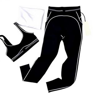 Комплект для фитнеса из <span class=keywords><strong>2</strong></span> предметов: модный спортивный топ без рукавов из спандекса с алоэ и леггинсы с высокой талией, подтягивающие и компрессионные для пресса - Product Image 1