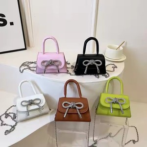Woman Mini Bling <b>Chain</b> Shoulder Crossbody Bag with Bow Fashion Ladies <b>Handbags</b> Multi-color Bags.Z0164 - Product Image 2
