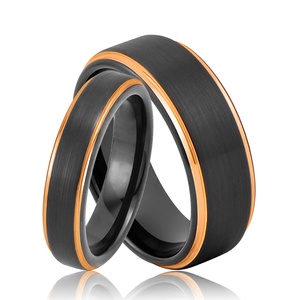Bagues en tungstène à deux tons pour hommes, bijoux noir et Rose or - Product Image 5