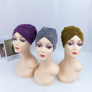 Haute qualité Nigeria femmes brillant coloré scintillant Hijab casquette à la mode musulman <span class=keywords><strong>Turban</strong></span> chapeau sport plage pêche <span class=keywords><strong>Cancer</strong></span> - Product Image 3