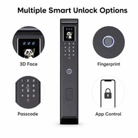 Serrure de porte intelligente avec caméra faciale 3D, empreinte digitale, clavier tactile, sonnette, écran vidéo, Wi-Fi, application TUYA, Cloud, pour porte en bois, cylindre de classe C