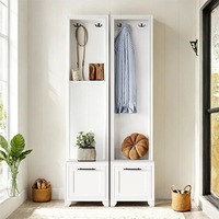 Ensembles de Hall autoportants de style français Ensemble de 2 porte-manteaux élégants noirs 3 en 1 avec crochets de rangement pour banc et tiroirs