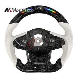 Volante Personalizado de Fibra de Carbono Forjado Negro con Empuñaduras de Cuero Blanco para Toyota GR Supra Coupé A90 A91 3.0 2.0 2018-2026 - Product Image 1